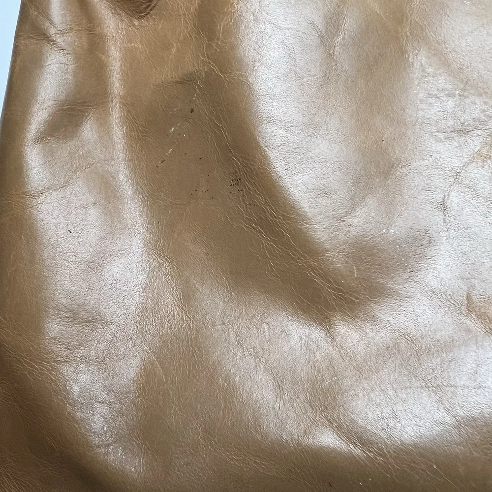 Elliott Lucca Worn-Look Brown Leather Purse With Bead & Metal Strap
